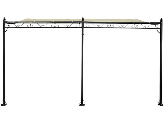 Pergola tonnelle adossée en métal - 3 x 4 m - beige