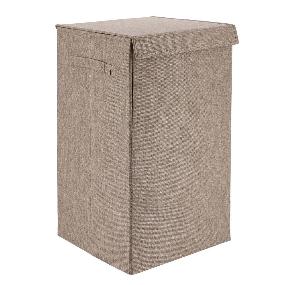 Panière à linge pliable en polyester et mdf taupe