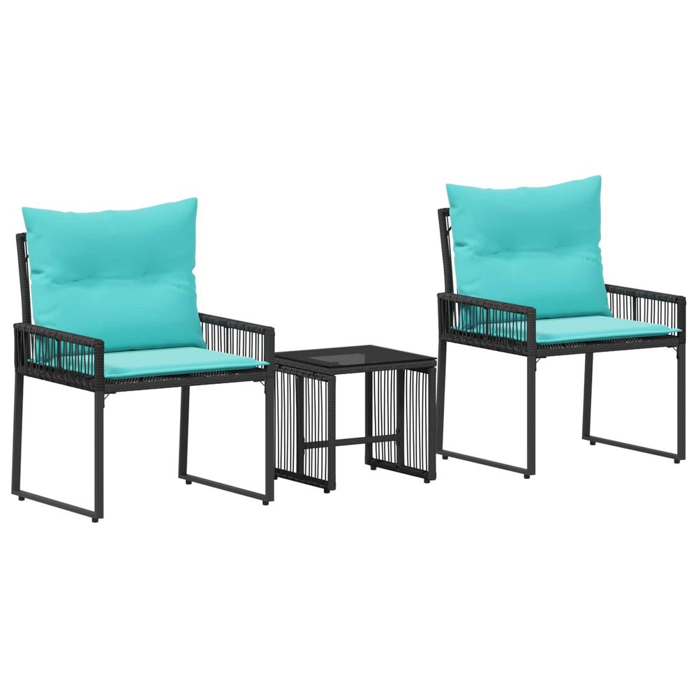 Ensemble de meubles d'extérieur 7 pc noir et turquoise