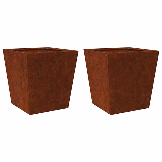Jardinière d'extérieurs 2 pcs 50x50x50 cm acier résistant aux intempéries