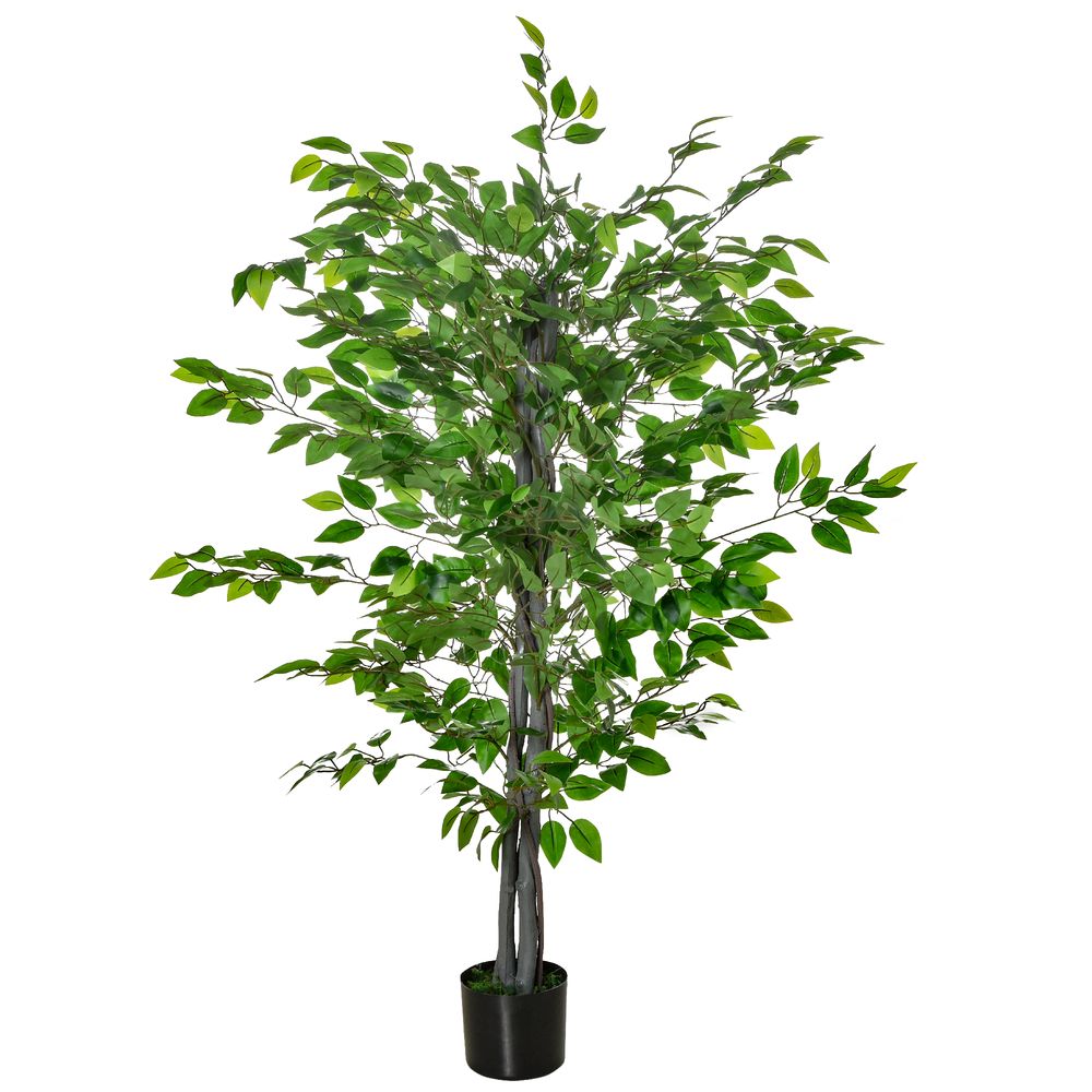 Ficus artificiel plastique 135 cm vert réaliste intérieur extérieur pot inclus