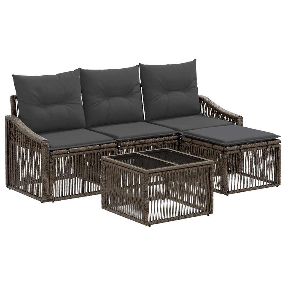Ensemble de canapé de jardin 5 pcs gris polyrotin