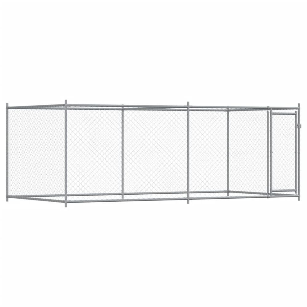 Cage pour chien avec porte gris 4x2x1,5 m acier galvanisé