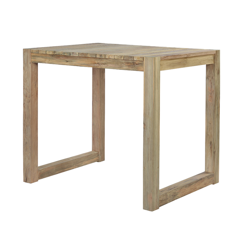 Table haute en teck recyclé 120 cm toscagne