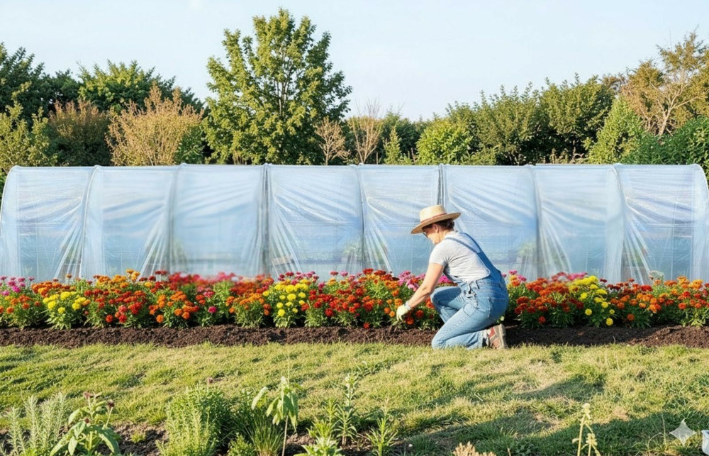 Serre tunnel de jardin - 36m² - 3 x 12m - pieds arrondis - polyéthylène haute densité - 2 portes - les serres tonneau