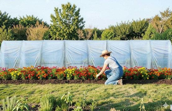 Serre tunnel de jardin - 36m² - 3 x 12m - pieds arrondis - polyéthylène haute densité - 2 portes - les serres tonneau