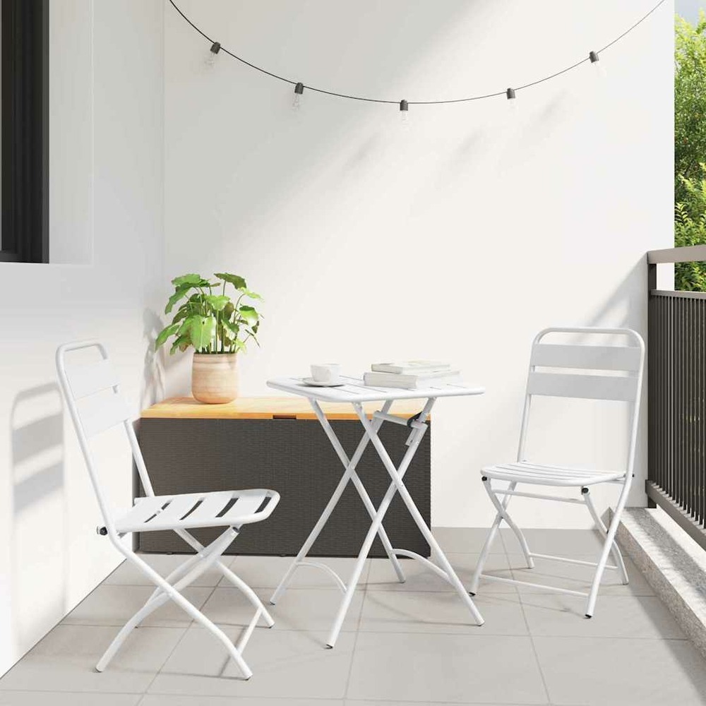 Ensemble bistrot 3 pcs blanc acier
