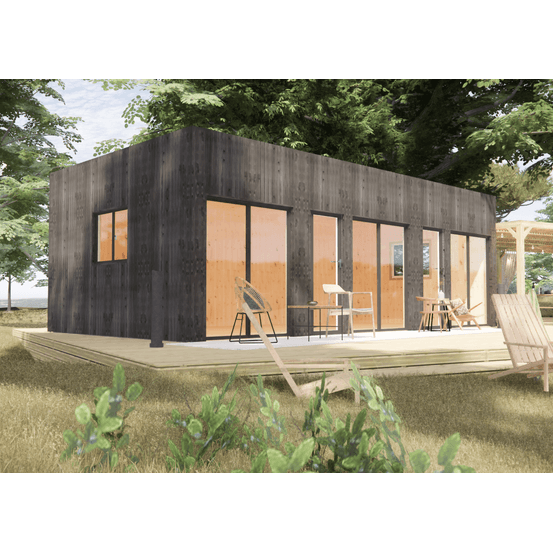 Bureau de jardin 4 saisons en bois 8,8 x 5,7 x 3,2 m / isolation re2020 avec plancher isolé / menuiseries alu k-line
