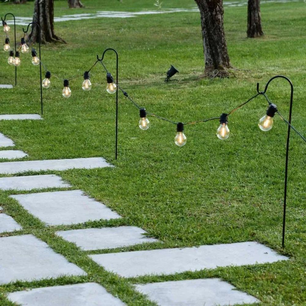 Support de jardin pour guirlande lumineuse lotti, lot de 4 piquets crochet métal noir, 110 cm