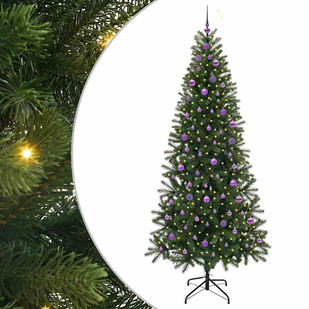 Sapin de noël artificiel avec 300 led vert 240 cm pe et pvc