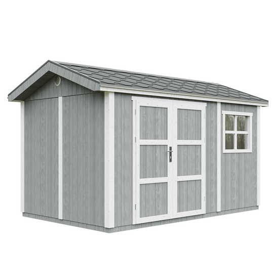 Abri de jardin qualité premium 8,68 m² - h252x250x412 cm - construction de panneaux lp smartside - timbela m914a-cavern steel