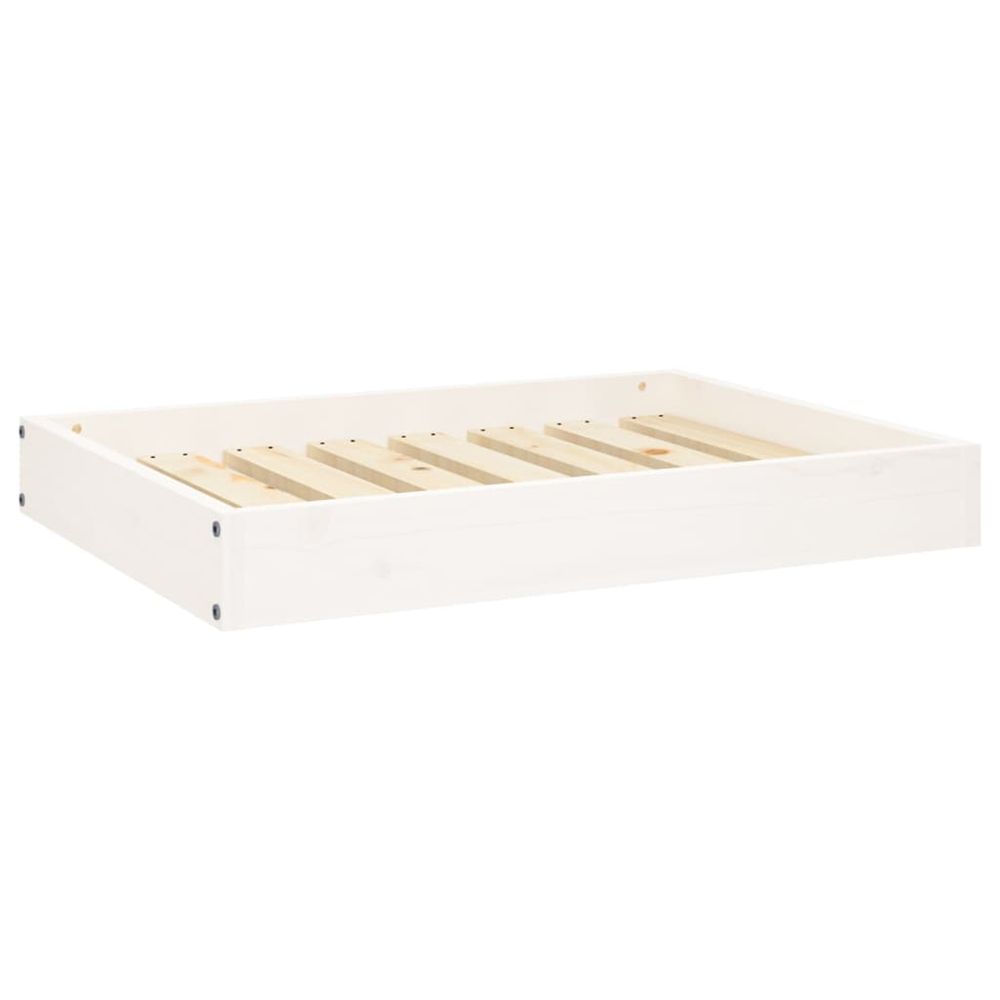 Lit pour chien blanc 71,5x54x9 cm bois de pin solide