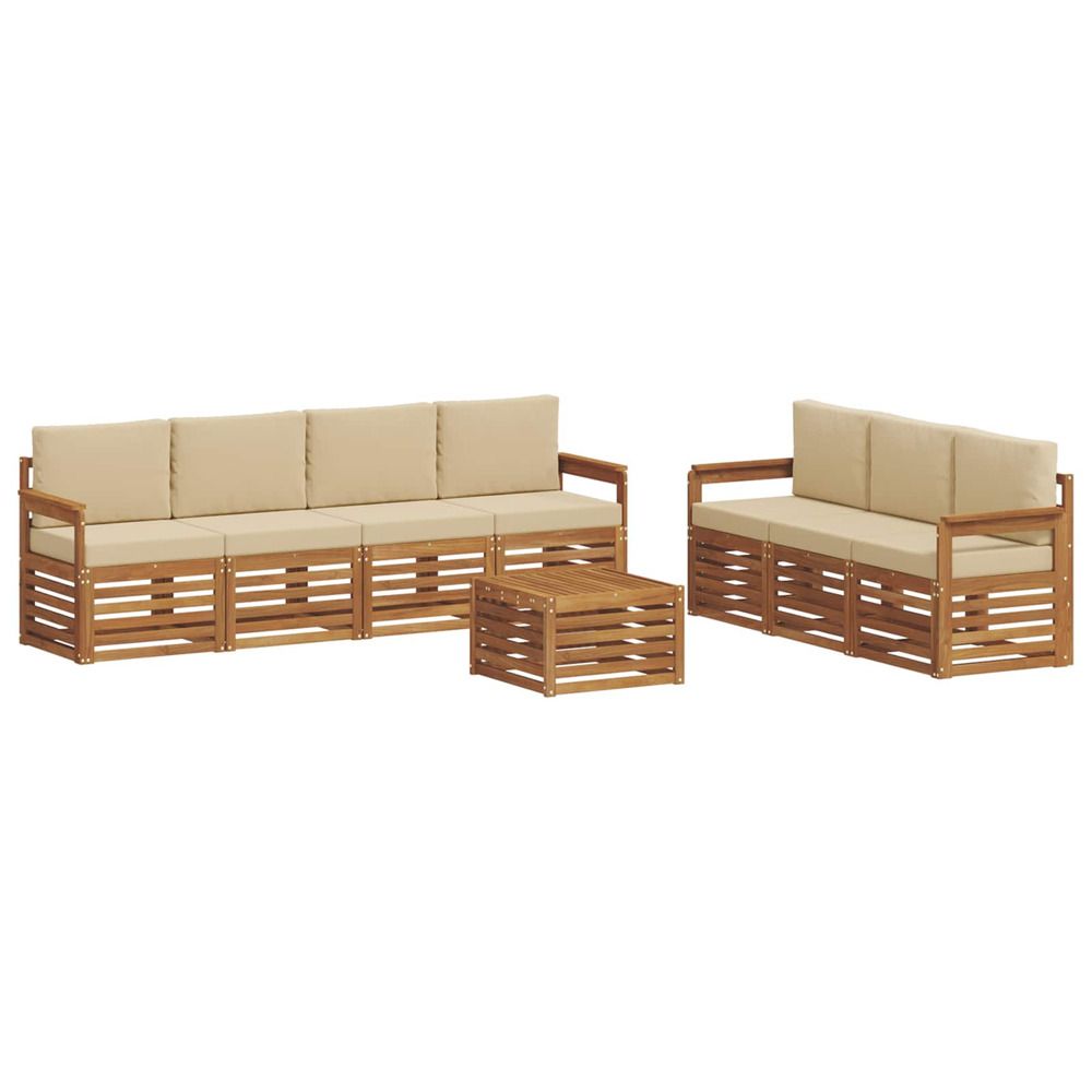 Ensembles de canapés 8 pc naturel et beige bois d'acacia massif