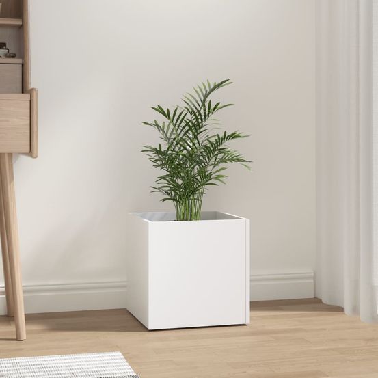 Jardinière carrée bois d'ingénierie pour intérieur salon bureau blanc 40cm