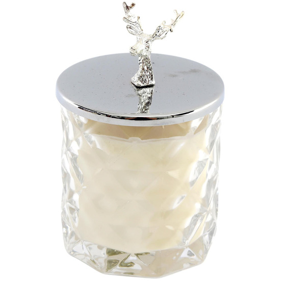 Bougie dans pot avec couvercle renne 12 x 8 cm