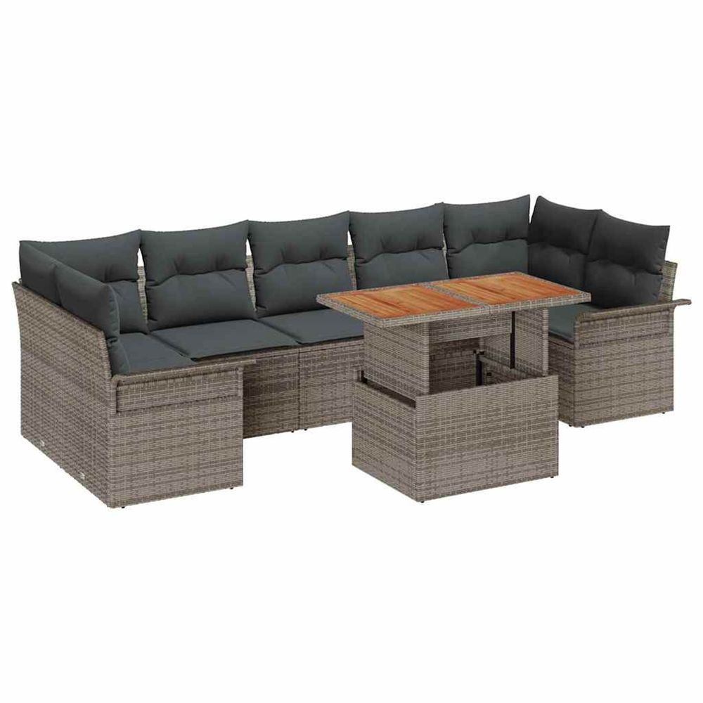Ensemble de canapé de jardin 8 pc gris poly rotin