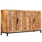 Buffet bahut armoire console meuble de rangement bois d'acacia massif 145 cm