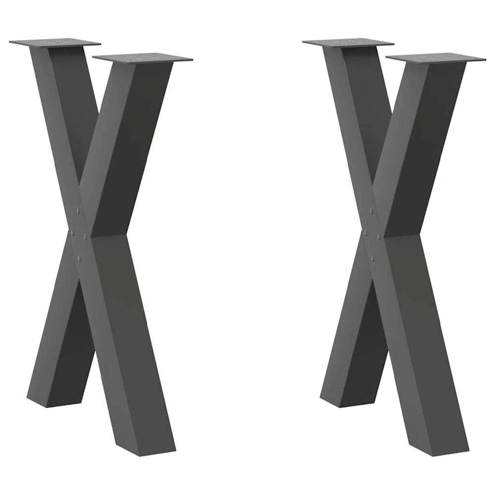 Pieds de table à manger en forme de x, 2 pièces, anthracite, 60 x (72-73) cm, acier