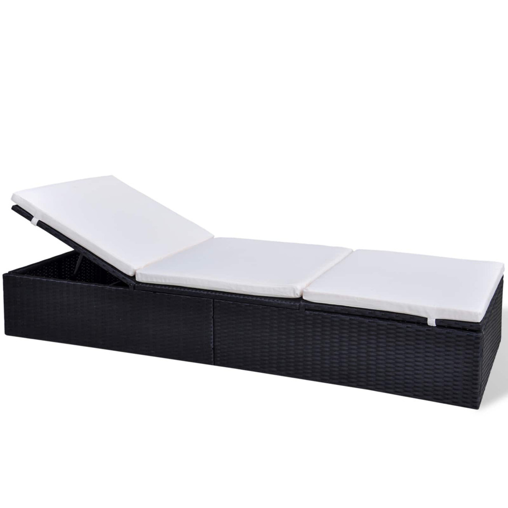 Chaise longue noir polyrotin bain de soleil