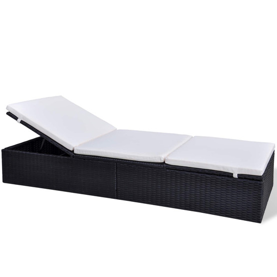 Chaise longue noir polyrotin bain de soleil