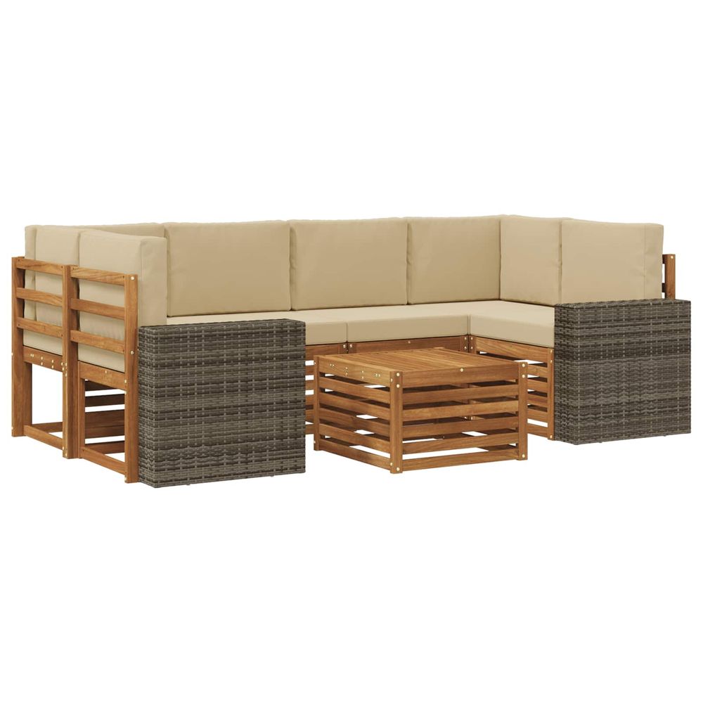 Ensemble de canapés d'extérieur 7 pc naturel et beige