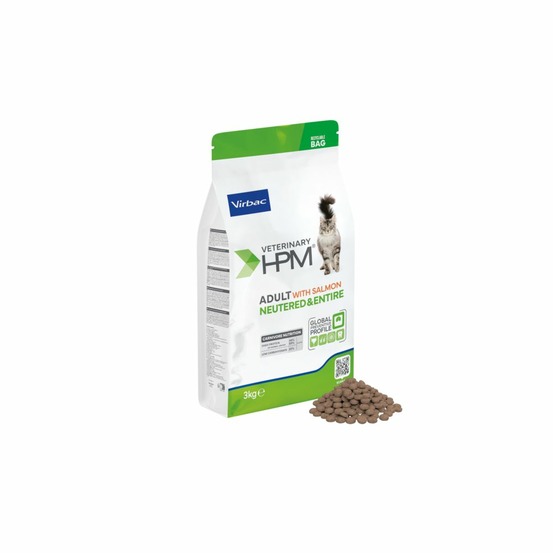 Croquettes chat veterinary hpm cat adult neutered & entire saumon - virbac 12 kg