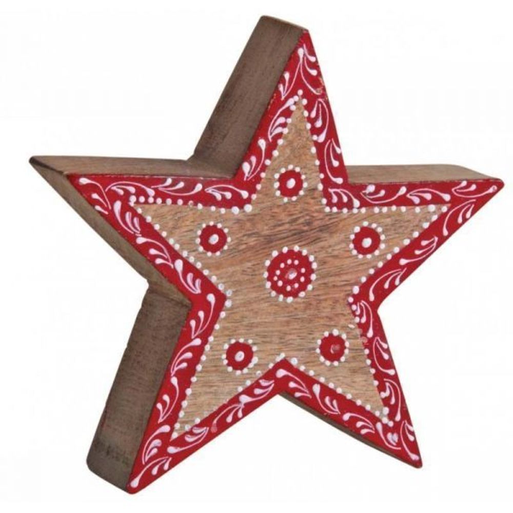 Étoile en manguier rouge et blanche