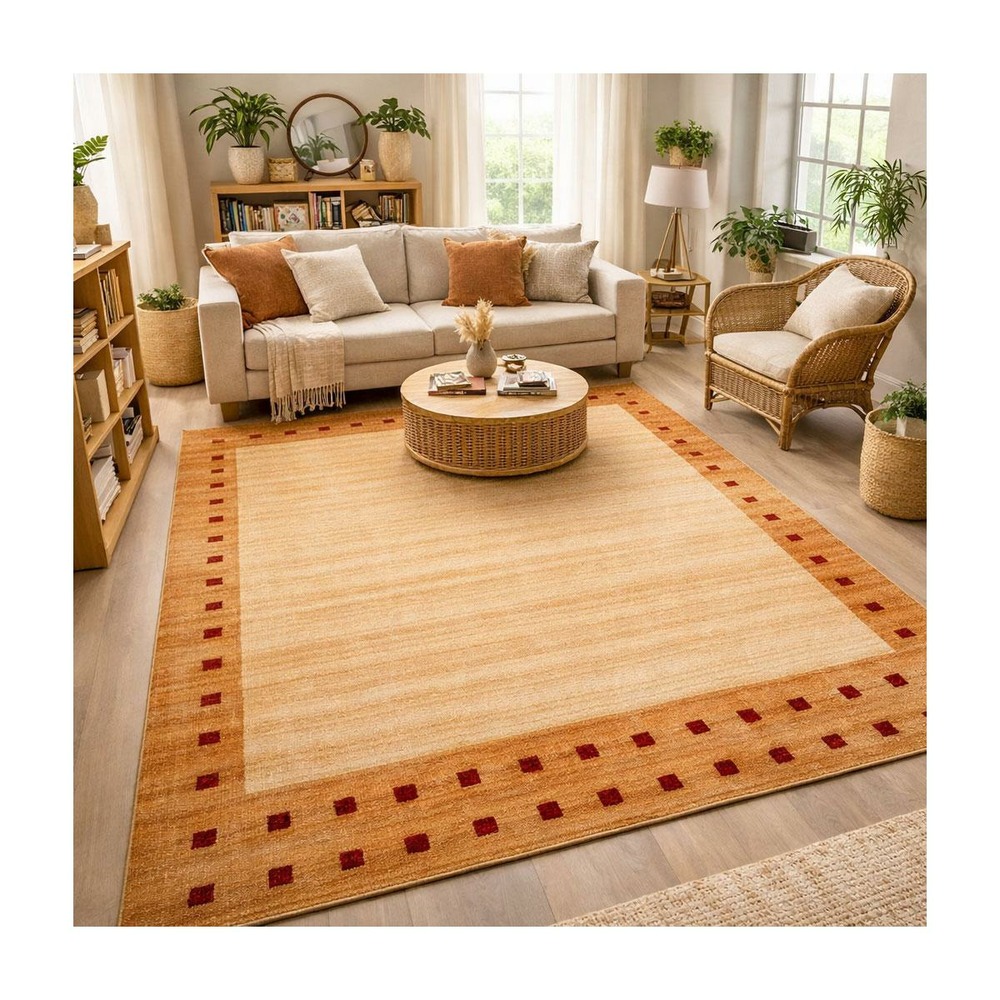 Tapis salon 120x180 tissé beige rectangle motif simple chobay 4