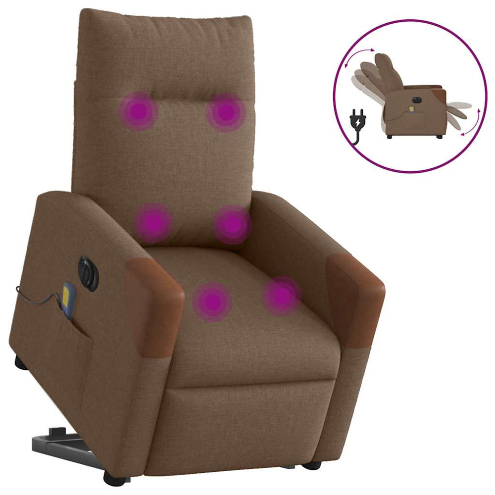 Fauteuil inclinable de massage électrique marron tissu