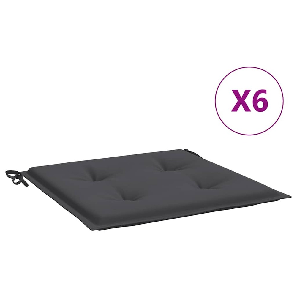 Coussins de chaise de jardin lot de 6 anthracite 40x40x4 cm