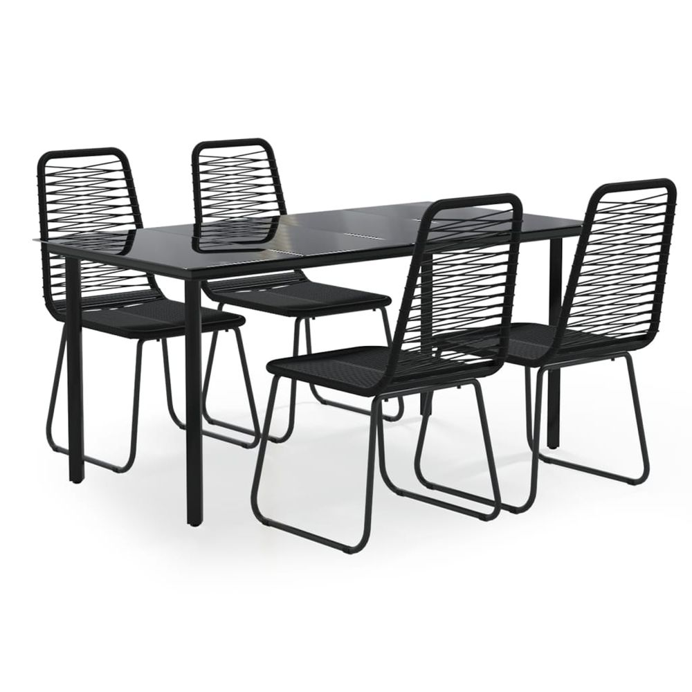 Ensemble à manger de jardin 5 pcs noir
