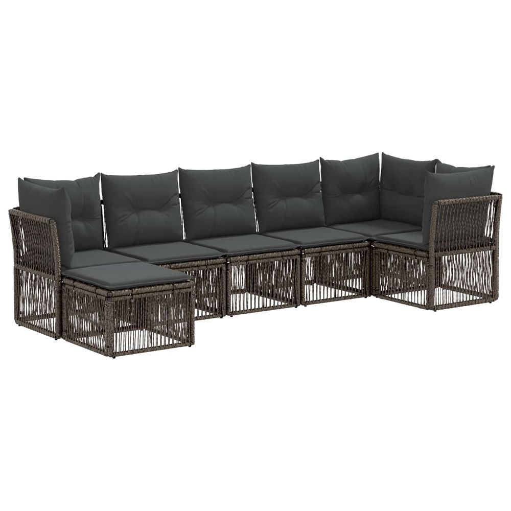 Ensemble de canapé de jardin 7 pc gris polyrotin
