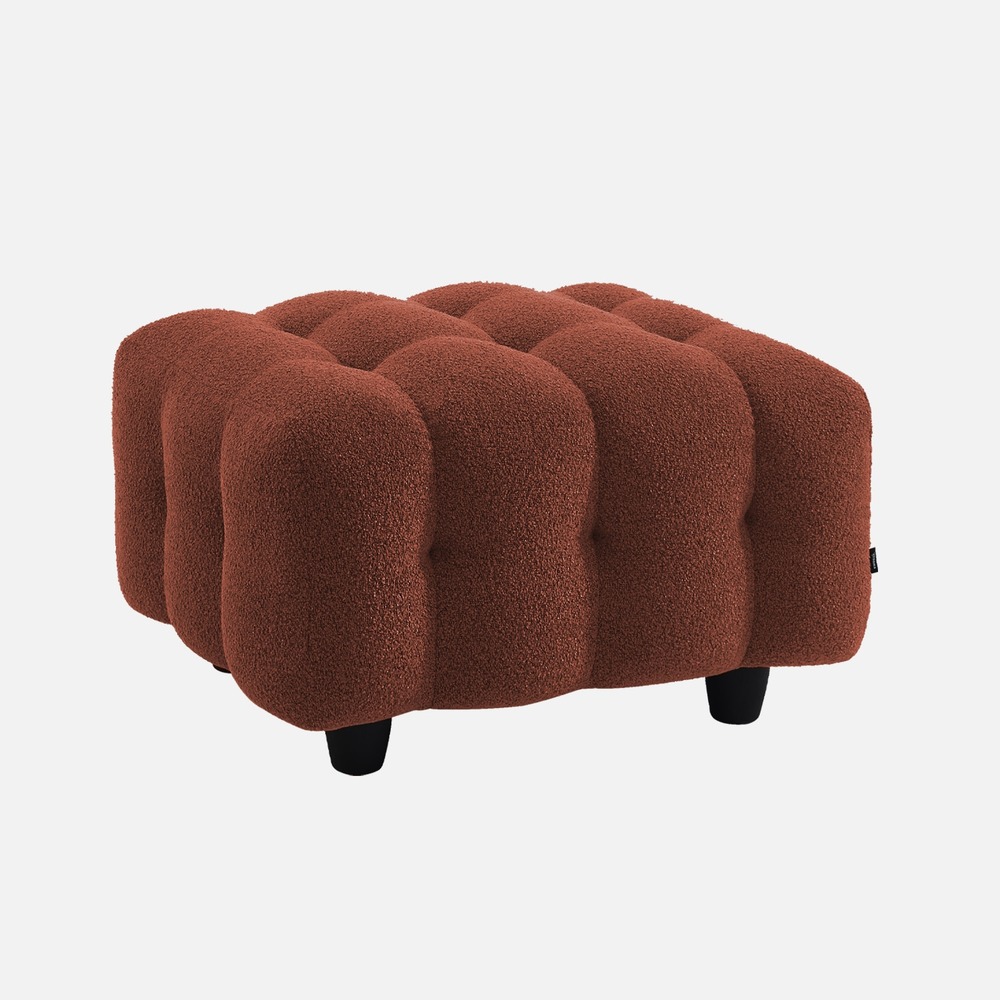 Pouf, module pour canapé, repose-pieds pour canapé 3 places en bouclette texturée l 69 x p 59 x h 48cm - leon