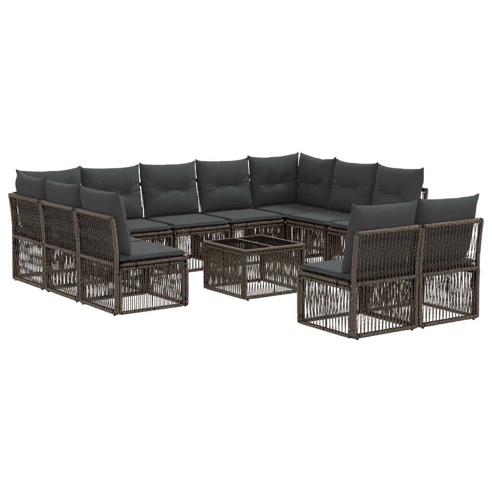 Ensemble de canapé de jardin 12 pc gris polyrotin