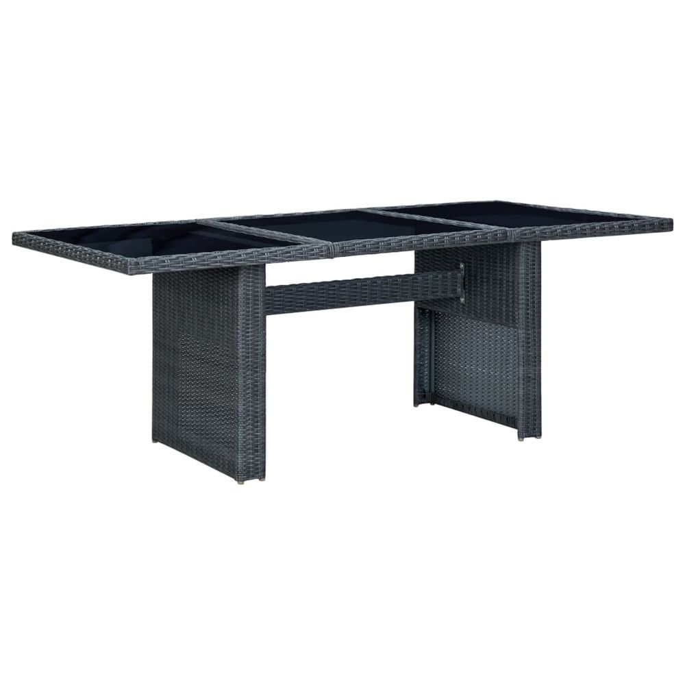 Table de jardin gris foncé résine tressée et verre trempé