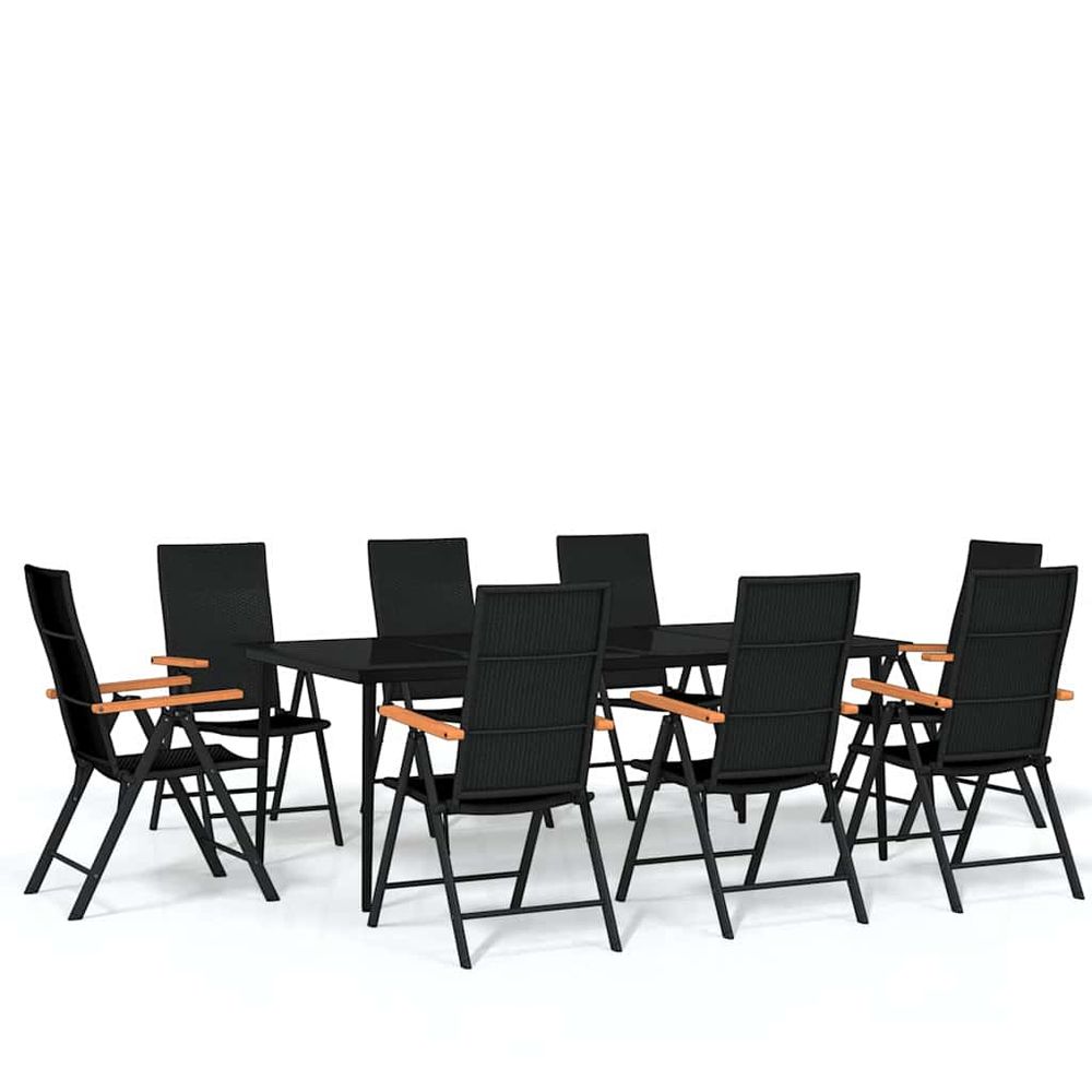 Ensemble à manger de jardin 9 pcs noir