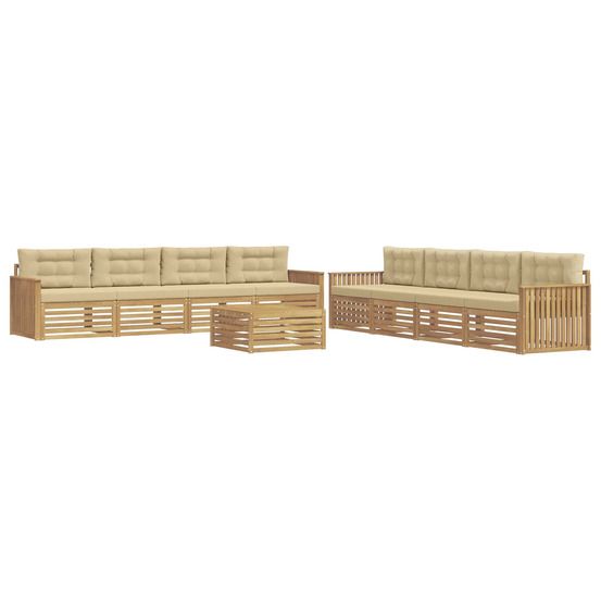 Ensemble de canapés d'extérieur 9 pc blanc et beige polyester