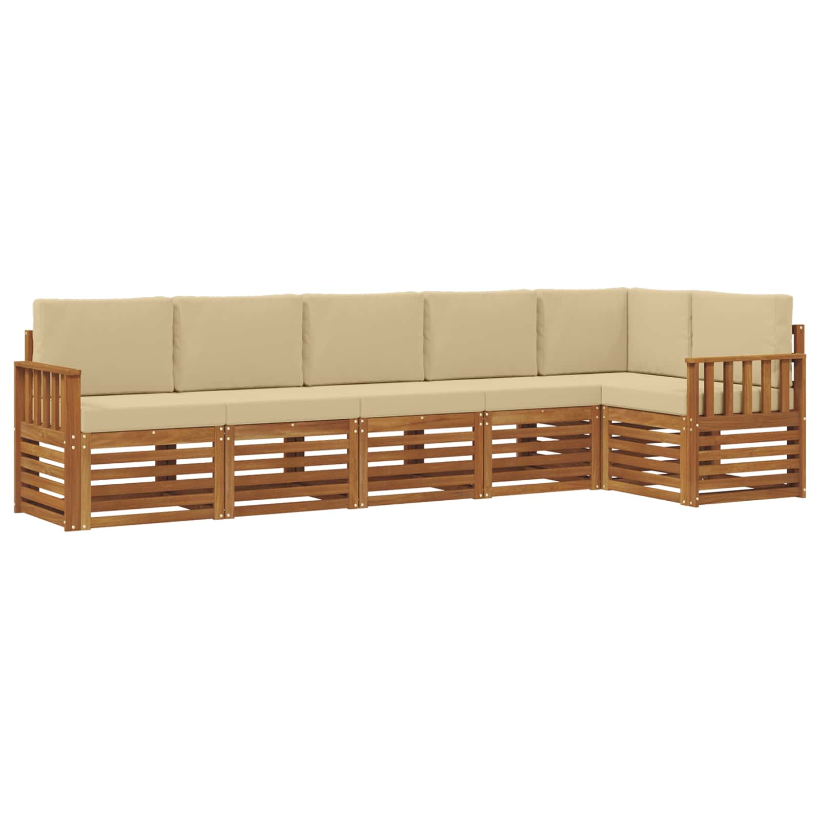 Ensemble de canapé d'angle avec coussin 6 pcs naturel et beige