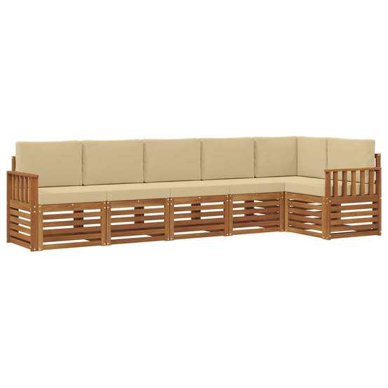 Ensemble de canapé d'angle avec coussin 6 pcs naturel et beige