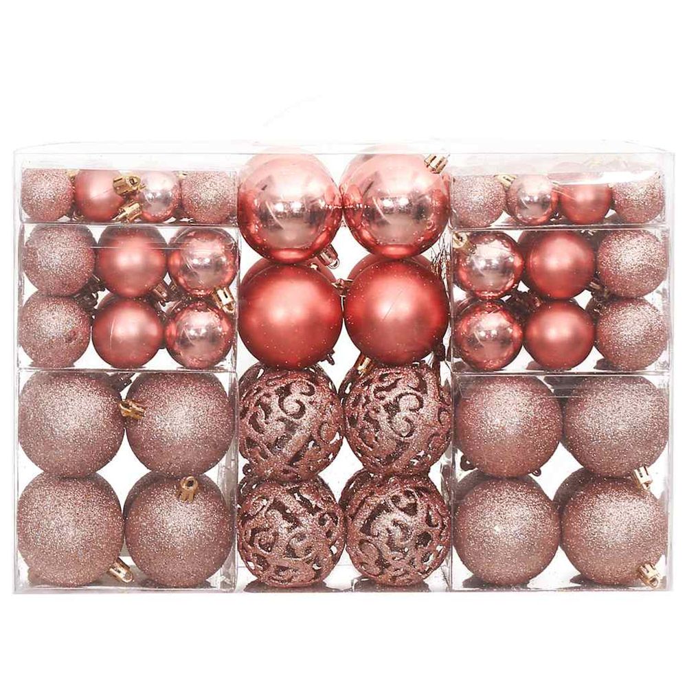 Boules de noël 100 pcs rose et rosé 3 / 4 / 6 cm