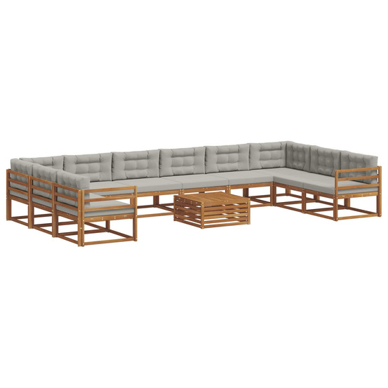 Ensemble de canapés d'extérieur 11 pcs gris naturel et clair