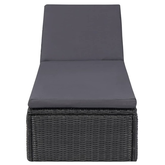 Chaise longue résine tressée noir et gris foncé