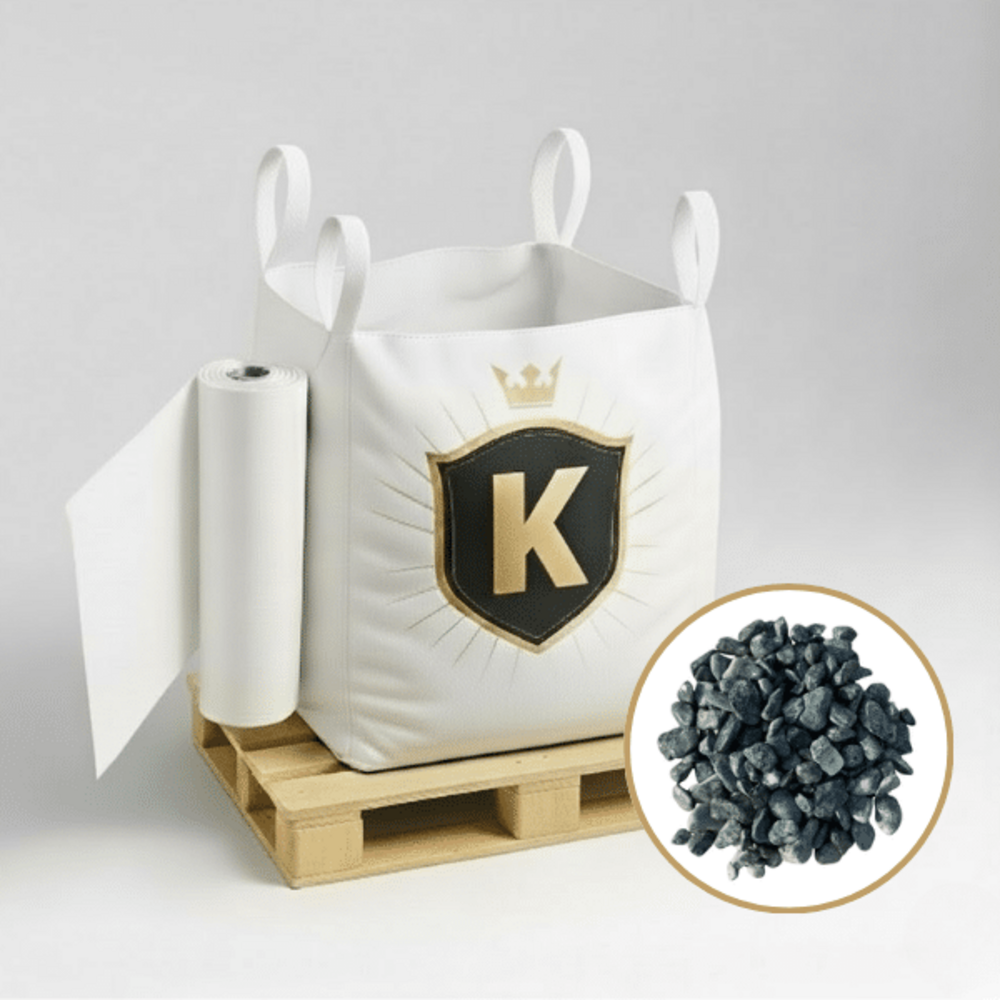 Kit galets vert + géotextile = 1 big bag galet vert de marbre 15/25 1.5t [environ 20m2 sur 5cm d'épaisseur] + 1 géotextile 25m2