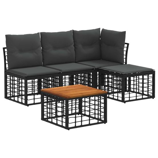 Ensemble de canapés d'extérieur 5 pc noir et gris foncé