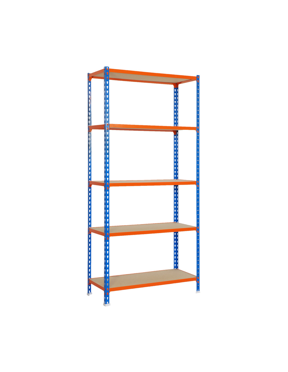 Etagère légère sans vis maderclick megaplus 5/500 bleu/orang/bois bleu/orange/bois 2000x1200x500 - simonrack