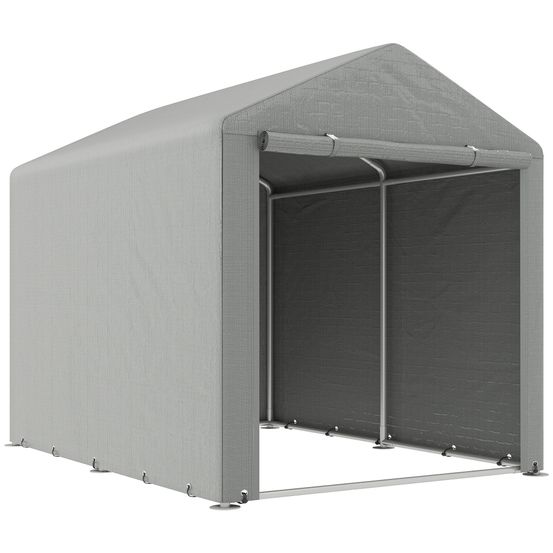 Tente de stockage métal pe abri vélos motos extérieur porte zippée 160x218cm gris clair - comfortxl outdoor living