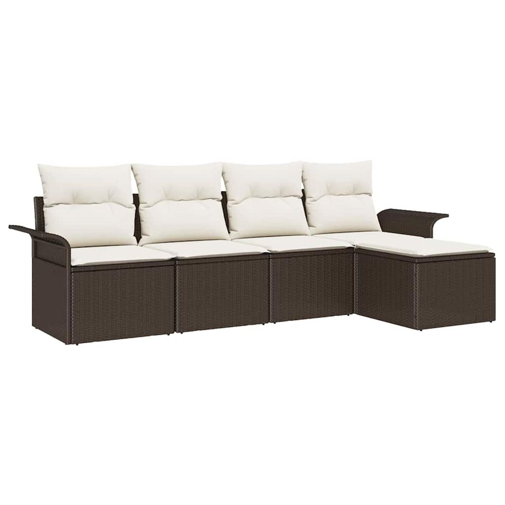 Ensemble de canapé de jardin 5 pc marron polyrotin