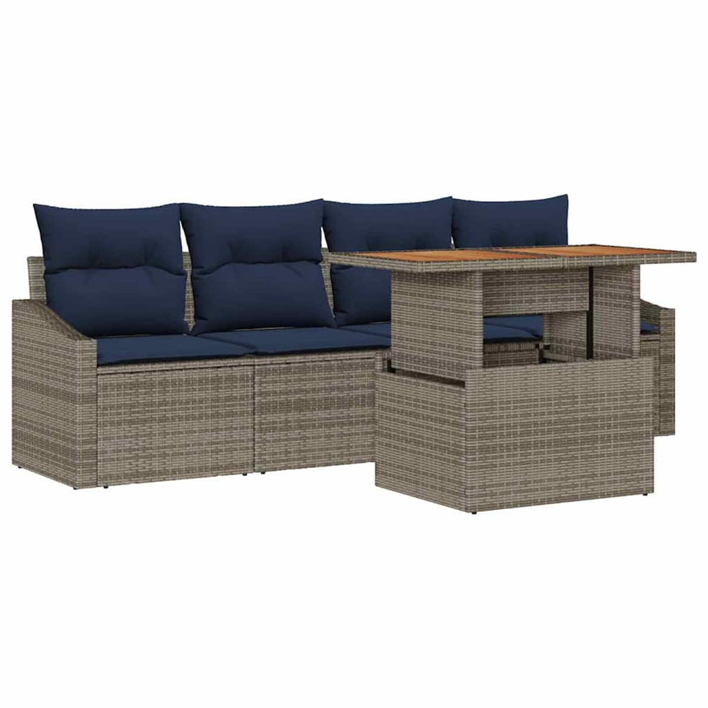 Ensemble de canapé de jardin 5 pcs gris poly rotin