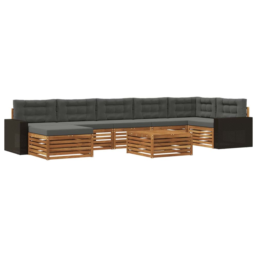 Ensemble de canapés d'extérieur 8 pc naturel et anthracite