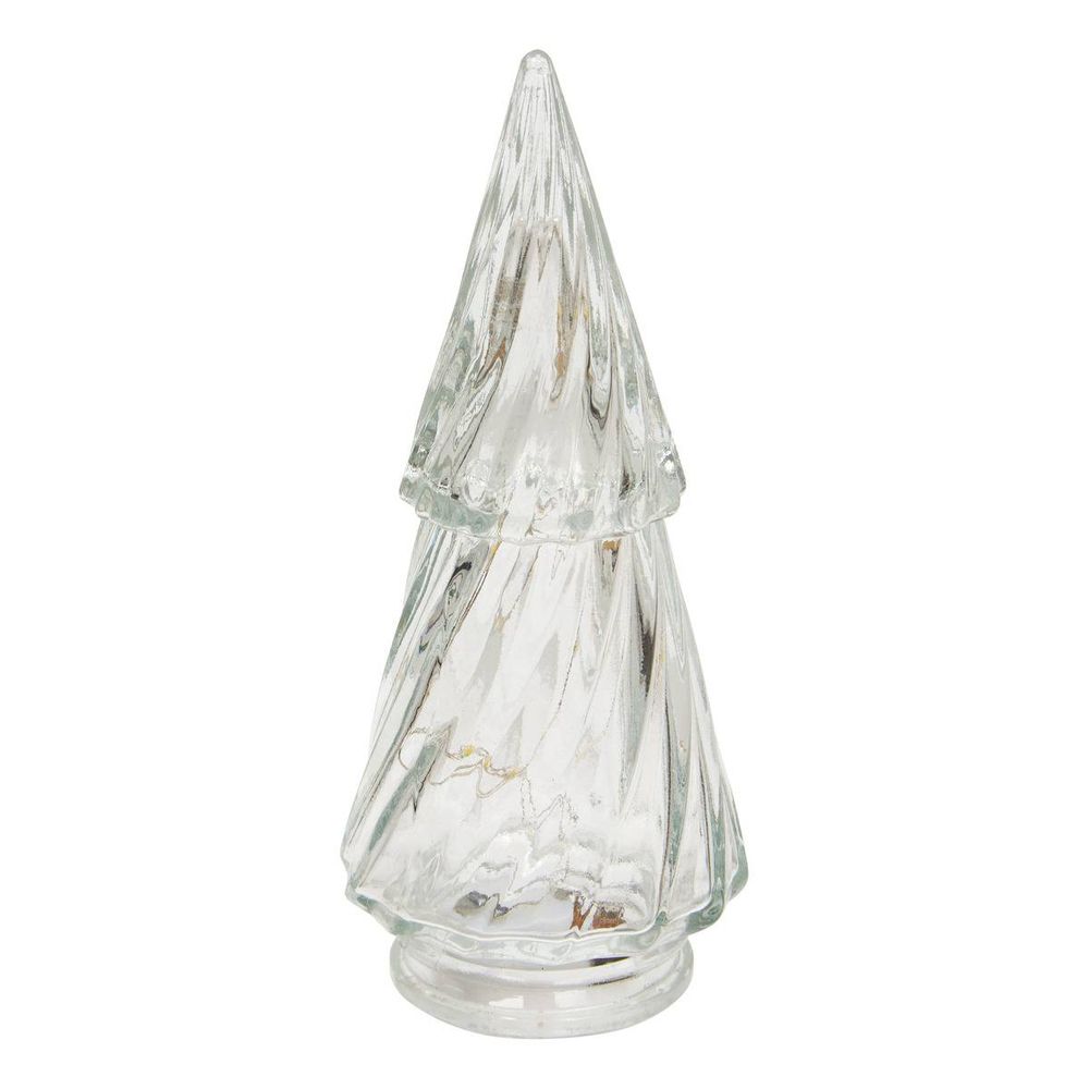 Sapin de noël lumineux en verre 5 led blanc chaud h. 13 cm à piles